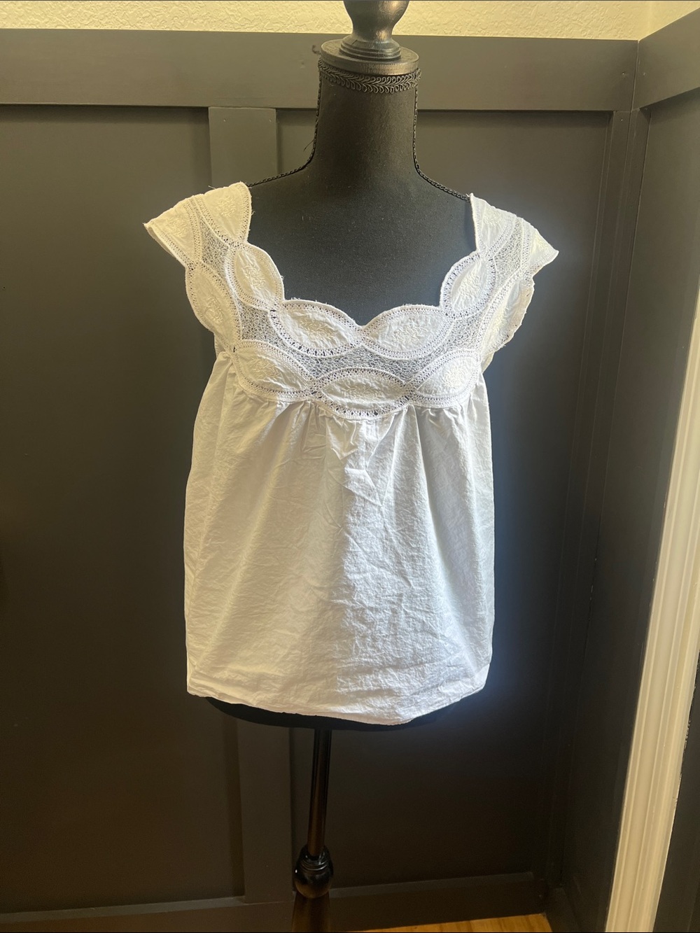 J. Crew White Eyelet Scoop Neck Tank Top